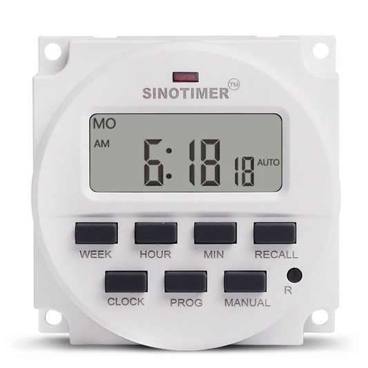 7 Days Weekly Programmable Digital Electronic Timer Switch, SINOTIMER TM618N-1 110V, SINOTIMER TM618N-2 220V, SINOTIMER TM618N-3 24V, SINOTIMER TM618N-4 12V, SINOTIMER TM618N-6V