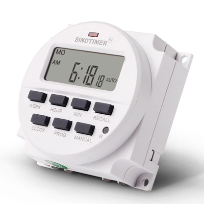 7 Days Weekly Programmable Digital Electronic Timer Switch, SINOTIMER TM618N-1 110V, SINOTIMER TM618N-2 220V, SINOTIMER TM618N-3 24V, SINOTIMER TM618N-4 12V, SINOTIMER TM618N-6V