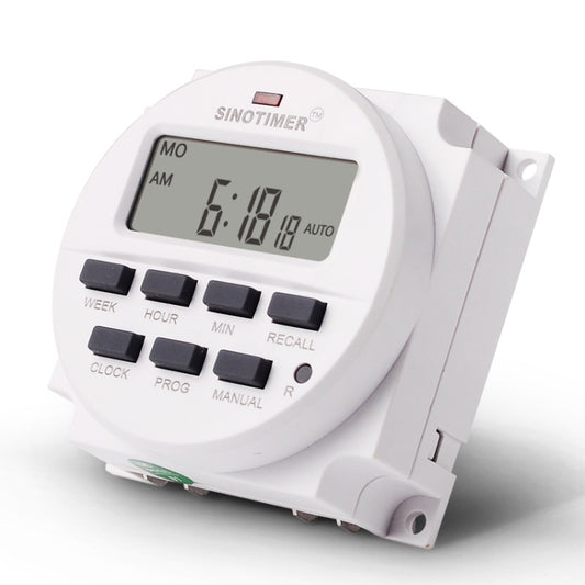 7 Days Weekly Programmable Digital Electronic Timer Switch, SINOTIMER TM618N-1 110V, SINOTIMER TM618N-2 220V, SINOTIMER TM618N-3 24V, SINOTIMER TM618N-4 12V, SINOTIMER TM618N-6V