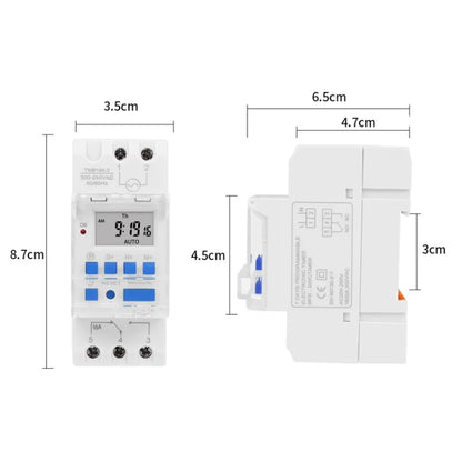 16A Din Rail Mount Digital Timer Switch Microcomputer Weekly Programmable Time Relay Control, SINOTIMER TM919A-110V, SINOTIMER TM919A-2 220V, SINOTIMER TM919A-3 24V, SINOTIMER TM919A-4 12V, T SINOTIMER TM919A-5V, SINOTIMER TM919AK 85-265V AC