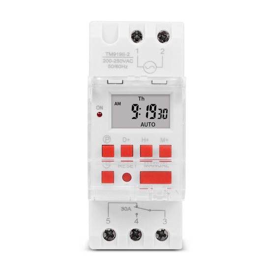 30A Programmable Digital Timer Switch Automatic Cycle Timing Controller, SINOTIMER TM919B-1 110V, SINOTIMER TM919B-2 220V, SINOTIMER TM919B-3 24V, SINOTIMER TM919B-4 12V, SINOTIMER TM919B-5V, SINOTIMER TM919BK 85-265V AC