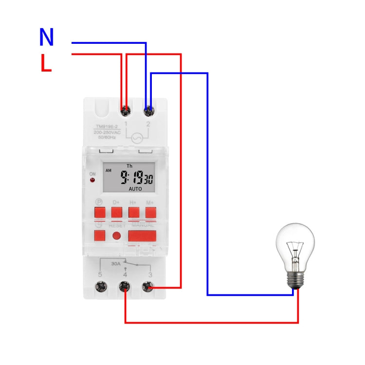 30A Programmable Digital Timer Switch Automatic Cycle Timing Controller, SINOTIMER TM919B-1 110V, SINOTIMER TM919B-2 220V, SINOTIMER TM919B-3 24V, SINOTIMER TM919B-4 12V, SINOTIMER TM919B-5V, SINOTIMER TM919BK 85-265V AC