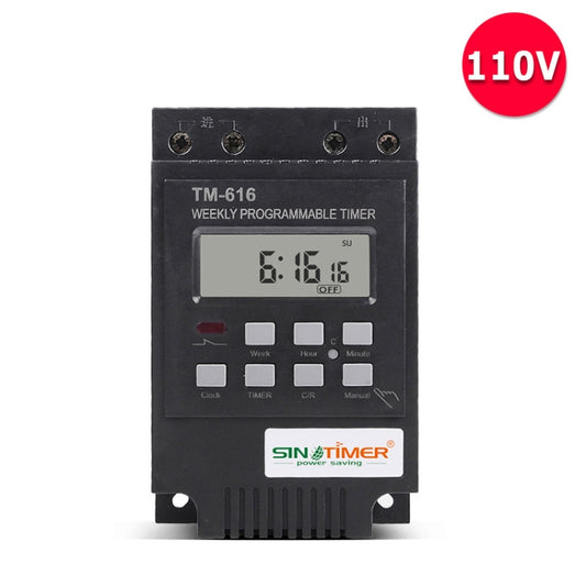 30A Weekly Programmable Digital Timer Switch Relay Control, SINOTIMER TM616B-1 110V, SINOTIMER TM616B-2 220V, SINOTIMER TM616B-4 12V, SINOTIMER TM616W-2 220V, SINOTIMER TM616W-4 12V