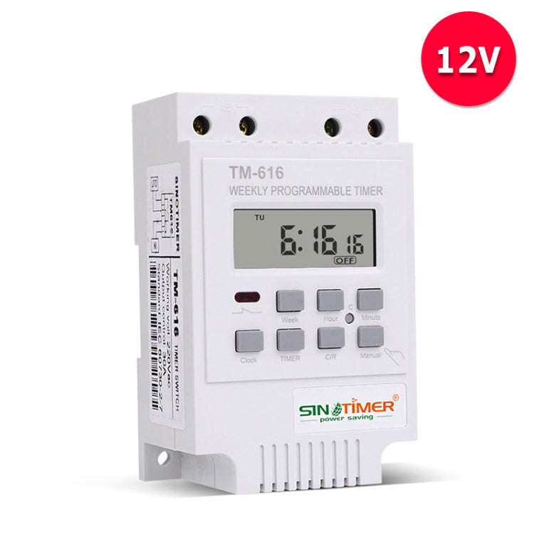 30A Weekly Programmable Digital Timer Switch Relay Control, SINOTIMER TM616B-1 110V, SINOTIMER TM616B-2 220V, SINOTIMER TM616B-4 12V, SINOTIMER TM616W-2 220V, SINOTIMER TM616W-4 12V
