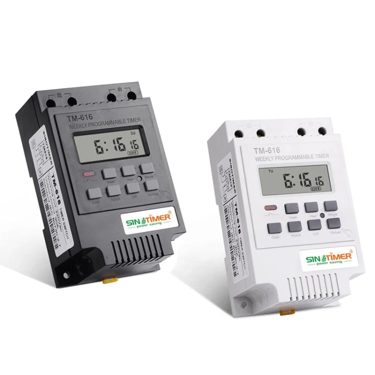 30A Weekly Programmable Digital Timer Switch Relay Control, SINOTIMER TM616B-1 110V, SINOTIMER TM616B-2 220V, SINOTIMER TM616B-4 12V, SINOTIMER TM616W-2 220V, SINOTIMER TM616W-4 12V