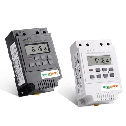 30A Weekly Programmable Digital Timer Switch Relay Control, SINOTIMER TM616B-1 110V, SINOTIMER TM616B-2 220V, SINOTIMER TM616B-4 12V, SINOTIMER TM616W-2 220V, SINOTIMER TM616W-4 12V