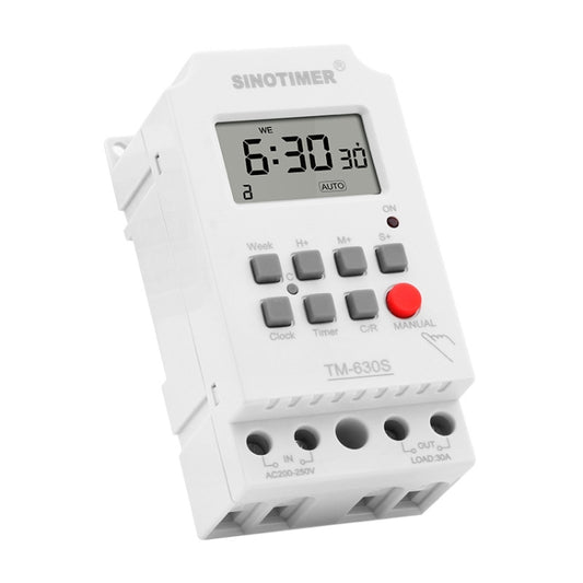 SINOTIMER TM630S-4 12 V 30 A Minuterie Relais programmable hebdomadaire à intervalle de 1 seconde, 12 V