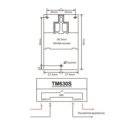 SINOTIMER TM630S-4 12V 30A Timer Switch 1 Second Interval Weekly Programmable Time Relay, 12V