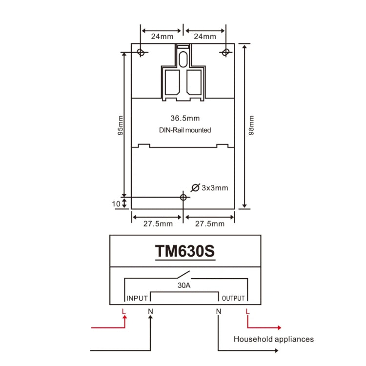 SINOTIMER TM630S-K 85-265V AC 30A Timer Switch 1 Second Interval Weekly Programmable Time Relay, 85-265V
