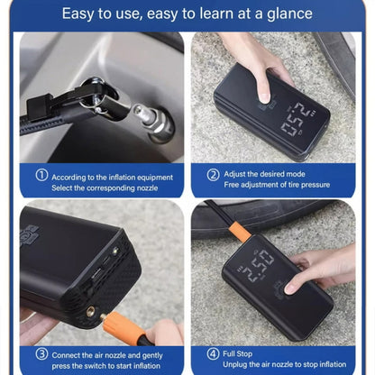 Car Inflatable Pump Portable Mini Car Tire High Power High Pressure Inflatable Pump, Wired