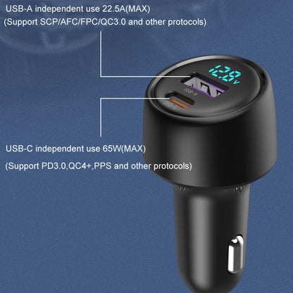 65W Dual Port A+C High Power Car Fast Charger Auto Cigarette Lighter, S-31