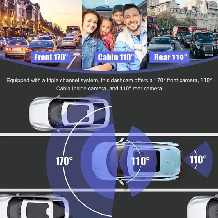 Enregistreur de conduite vidéo WIFI 3 objectifs 1080P avec vision nocturne