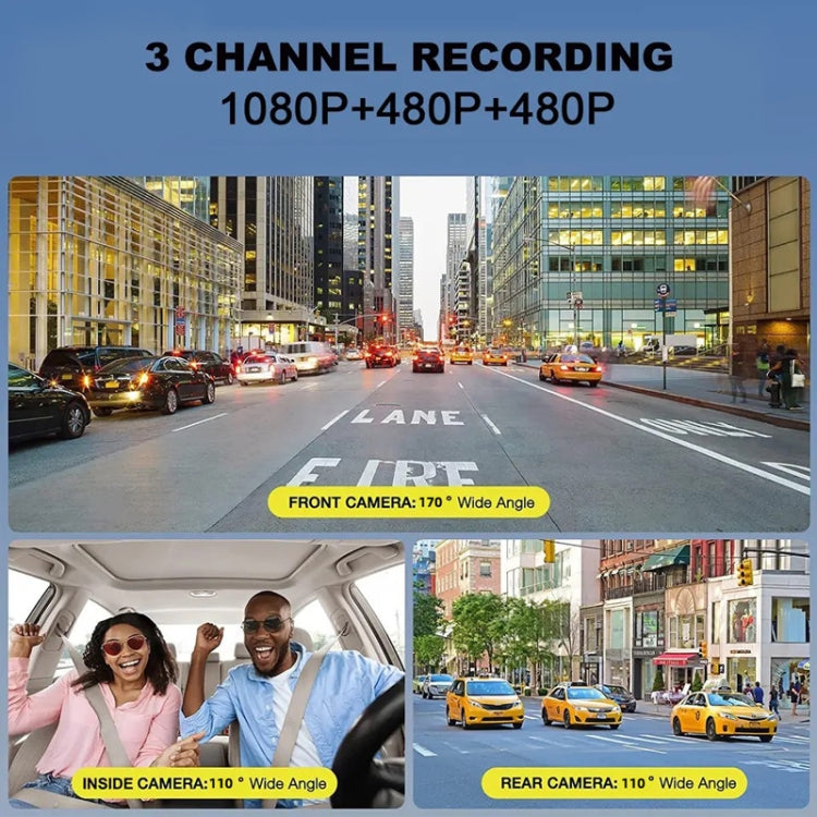 Enregistreur de conduite vidéo WIFI 3 objectifs 1080P avec vision nocturne