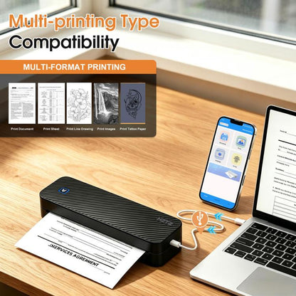 Imprimante thermique WiFi Bluetooth portable A4 203 DPI pour la maison