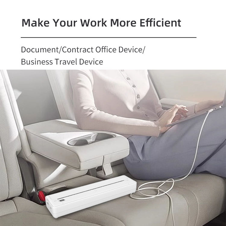 A4-XZ 203DPI A4 Home Portable Smart Wireless Inkless Thermal Printer, White, Black