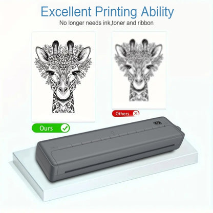 A4-XZ 203DPI A4 Home Portable Smart Wireless Inkless Thermal Printer, White, Black