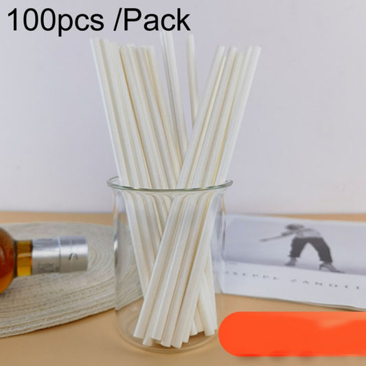 Lot de 100 pailles en papier jetables 6 x 197 mm, biodégradables, pour boissons, boissons, décoration de table (desserts), blanches, noires, en papier kraft.
