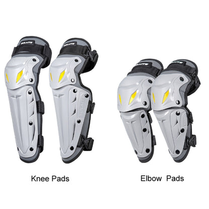 SULAITE Motorcycle Outdoor Riding Breathable Protective Equipment, 2pcs /Set Knee Pads Gray, 2pcs /Set Elbow Pads Gray