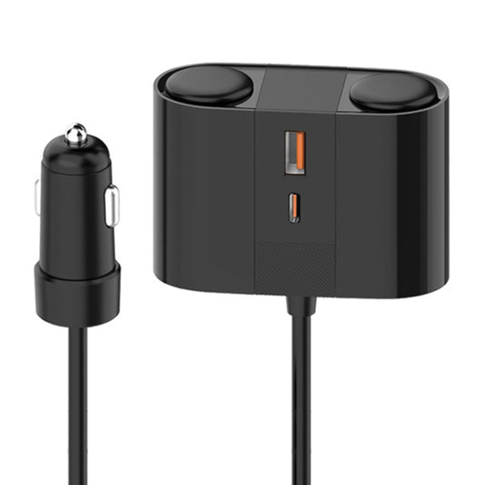Chargeur de voiture avec port d'extension allume-cigare double rotatif 45W, S-46