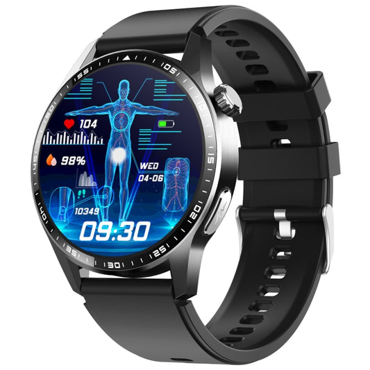 Montre connectée F400 avec écran de 1,55 pouce prenant en charge l'ECG/l'oxygène sanguin/la glycémie/plus de 150 modes sportifs, silicone noir, silicone gris noir, cuir noir, cuir noir marron, milanais noir, acier noir à 3 billes, bambou noir