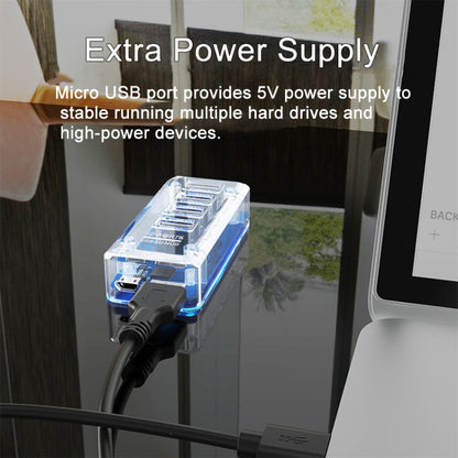 4 x USB 3.0 HUB 5Gbps Transparent Docking Station USB Adapter Splitter, Square, Rectangle