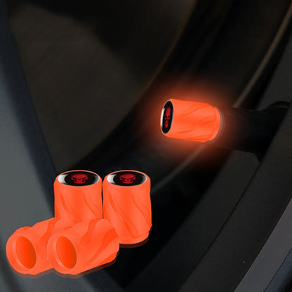 4pcs /Set Luminous Car Motorcycle Tire Modified Valve Cap, Orange Red White Skull, Orange Red Black Flag, Orange Red Red Skull, Orange Red Sports Car, Pink White Skull, Pink Black Flag, Pink Red Skull, Pink Sports Car, Yellow White Skull               ...