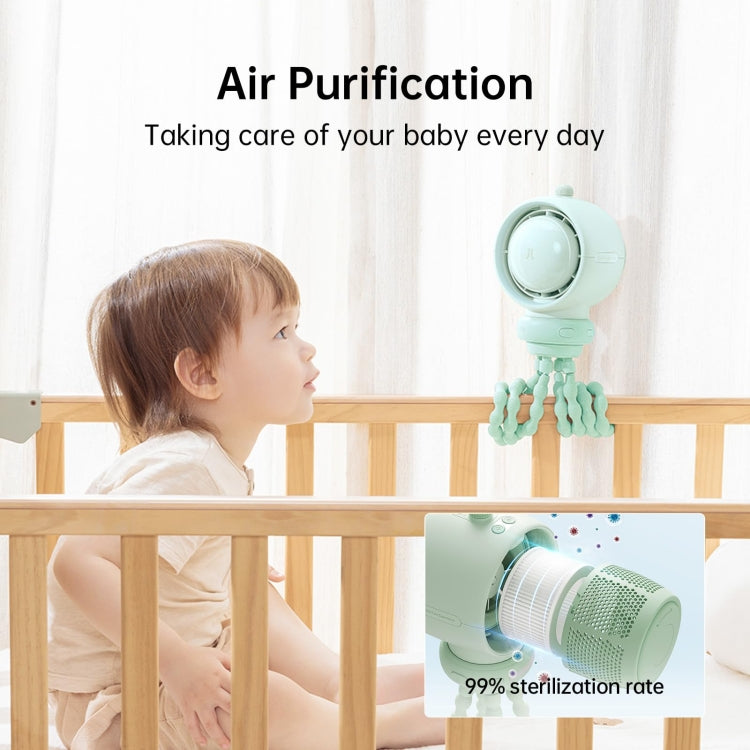 JisuLife Ventilateur de Poussette Life2S Haute Vitesse Économie d'Énergie Mini Ventilateur de Poussette Octopus Sans Lames Tête Pivotante Ventilateur Purificateur d'Air, Life2S
