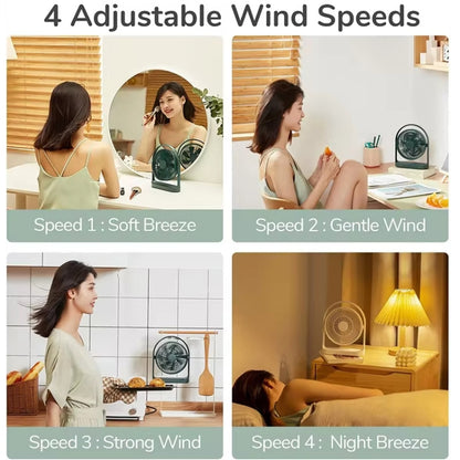 JisuLife FA19 Ventilateur de bureau sans fil rechargeable 4000mAh Mini Ventilateur Portable Silencieux