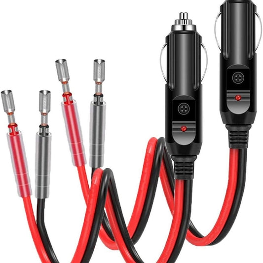 Prise allume-cigare avec fusible 16AWG 15A 12V/24V et câble, 1 paire