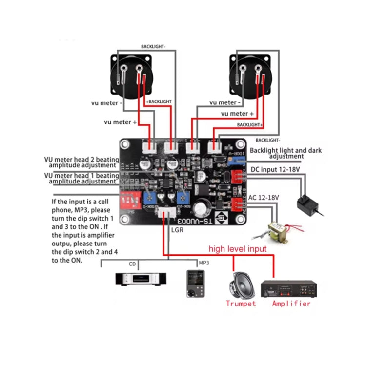 VU Meter Driver Board Module Adjusts Power Amplifier, TS-VU003