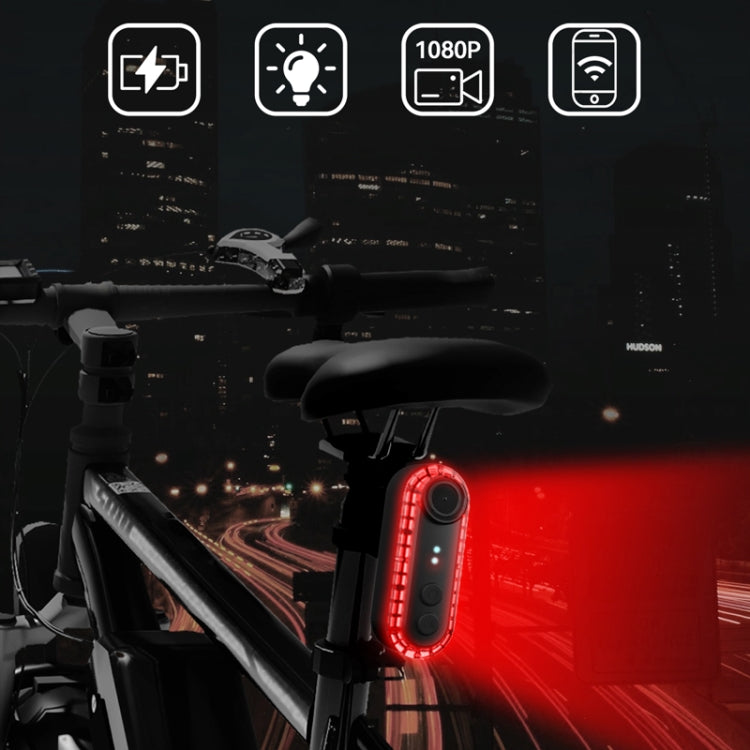 Bike Warning Tail Light 1080P WiFi Camera Recorder Waterproof Bicycle Rear Light for Riding Cycling, Rotate Mount, Clamp Mount, Strap Mount, Rearview Mirror Mount, Saddle Tube Mount