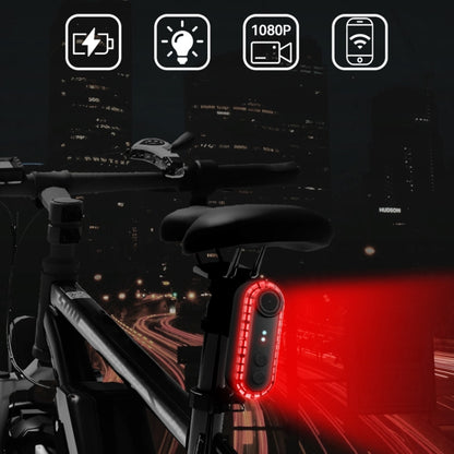 Bike Warning Tail Light 1080P WiFi Camera Recorder Waterproof Bicycle Rear Light for Riding Cycling, Rotate Mount, Clamp Mount, Strap Mount, Rearview Mirror Mount, Saddle Tube Mount