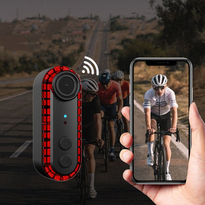 Bike Warning Tail Light 1080P WiFi Camera Recorder Waterproof Bicycle Rear Light for Riding Cycling, Rotate Mount, Clamp Mount, Strap Mount, Rearview Mirror Mount, Saddle Tube Mount
