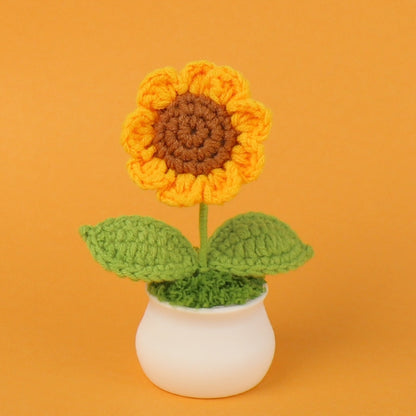 Crochet Wool Plants Faux Flowers Study Room Desktop Ornament Graduation Gift, Sunflower, 2-head Sunflower, White Forget-me-not, Pink Forget-me-not, Blue Forget-me-not, White Lily Of The Valley, Pink Lily Of The Valley, Blue Lily Of The Valley