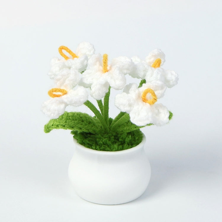 Crochet Wool Plants Faux Flowers Study Room Desktop Ornament Graduation Gift, Sunflower, 2-head Sunflower, White Forget-me-not, Pink Forget-me-not, Blue Forget-me-not, White Lily Of The Valley, Pink Lily Of The Valley, Blue Lily Of The Valley