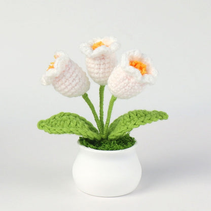 Crochet Wool Plants Faux Flowers Study Room Desktop Ornament Graduation Gift, Sunflower, 2-head Sunflower, White Forget-me-not, Pink Forget-me-not, Blue Forget-me-not, White Lily Of The Valley, Pink Lily Of The Valley, Blue Lily Of The Valley