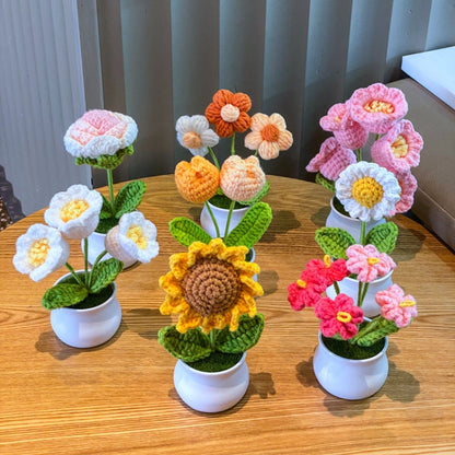Crochet Wool Plants Faux Flowers Study Room Desktop Ornament Graduation Gift, Sunflower, 2-head Sunflower, White Forget-me-not, Pink Forget-me-not, Blue Forget-me-not, White Lily Of The Valley, Pink Lily Of The Valley, Blue Lily Of The Valley