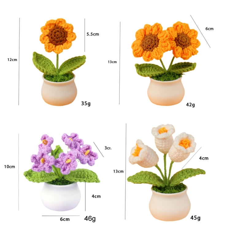Crochet Wool Plants Faux Flowers Study Room Desktop Ornament Graduation Gift, Sunflower, 2-head Sunflower, White Forget-me-not, Pink Forget-me-not, Blue Forget-me-not, White Lily Of The Valley, Pink Lily Of The Valley, Blue Lily Of The Valley
