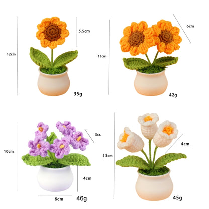 Crochet Wool Plants Faux Flowers Study Room Desktop Ornament Graduation Gift, Sunflower, 2-head Sunflower, White Forget-me-not, Pink Forget-me-not, Blue Forget-me-not, White Lily Of The Valley, Pink Lily Of The Valley, Blue Lily Of The Valley