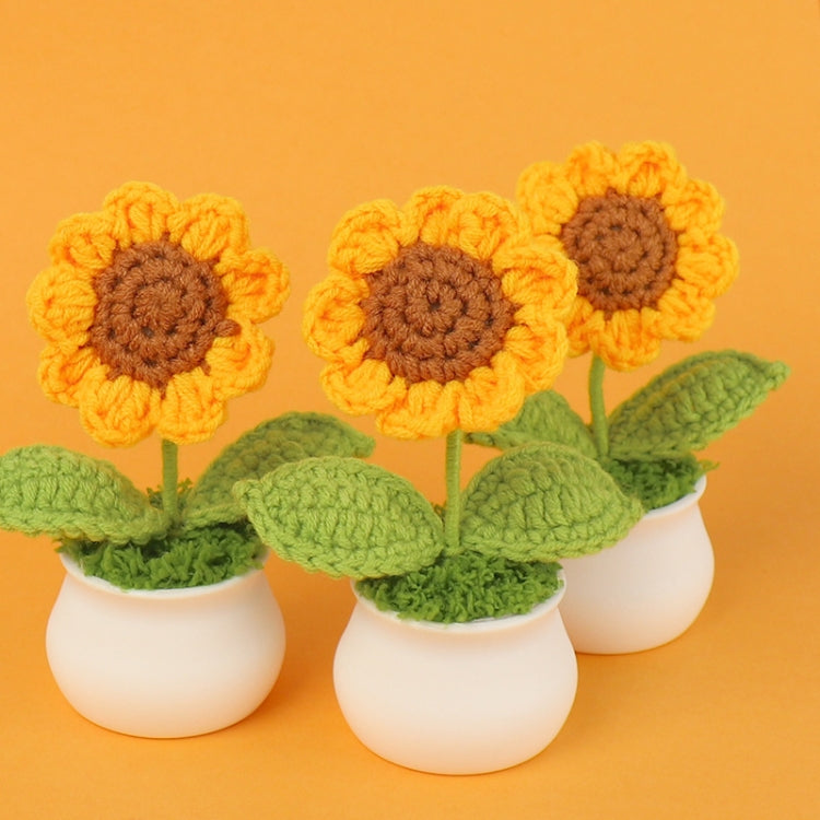 Crochet Wool Plants Faux Flowers Study Room Desktop Ornament Graduation Gift, Sunflower, 2-head Sunflower, White Forget-me-not, Pink Forget-me-not, Blue Forget-me-not, White Lily Of The Valley, Pink Lily Of The Valley, Blue Lily Of The Valley