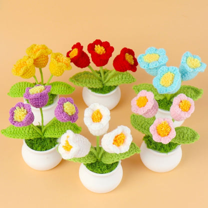 Crochet Wool Plants Faux Flowers Study Room Desktop Ornament Graduation Gift, Sunflower, 2-head Sunflower, White Forget-me-not, Pink Forget-me-not, Blue Forget-me-not, White Lily Of The Valley, Pink Lily Of The Valley, Blue Lily Of The Valley