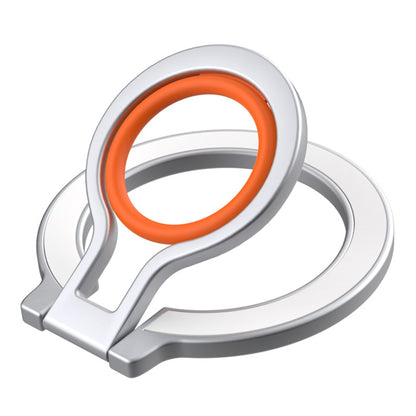 Magnetic Mobile Phone Holder Zinc Alloy Phone Finger Ring Bracket With Silicone Ring Guard, Style 2  Black, Style 2 Black+Orange, Style 2 Silver+Orange