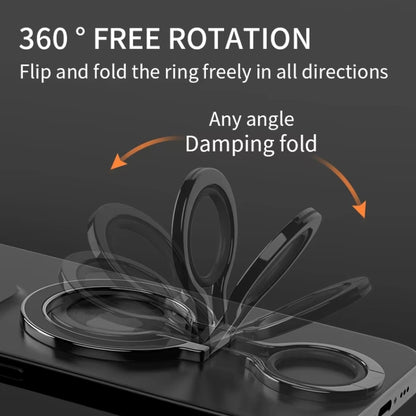 Magnetic Mobile Phone Holder Zinc Alloy Phone Finger Ring Bracket With Silicone Ring Guard, Style 2  Black, Style 2 Black+Orange, Style 2 Silver+Orange