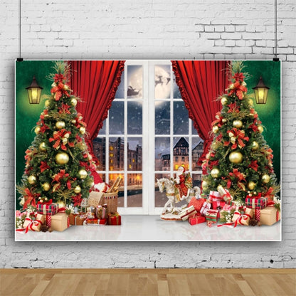 120x80cm Christmas Wreath Snow Scene Photography Background Curtain, 11421618, 11422035, 11422037