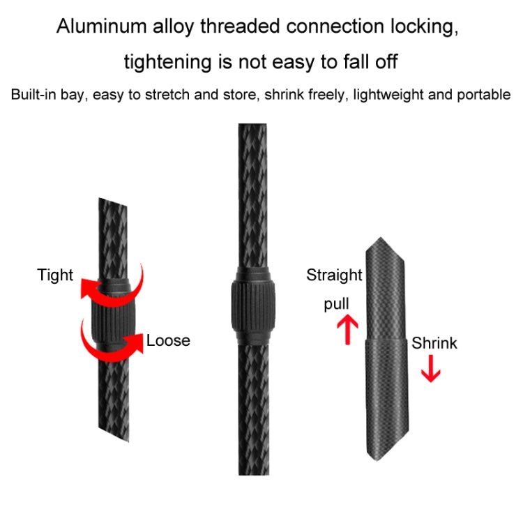 Telescopic Car Phone Mount Extension Arm Double Jointed Swivel Carbon Fiber Bracket Connecting Rod, 217-300mm For 20mm Ball Head, 235-335mm For 25.4mm Ball Head