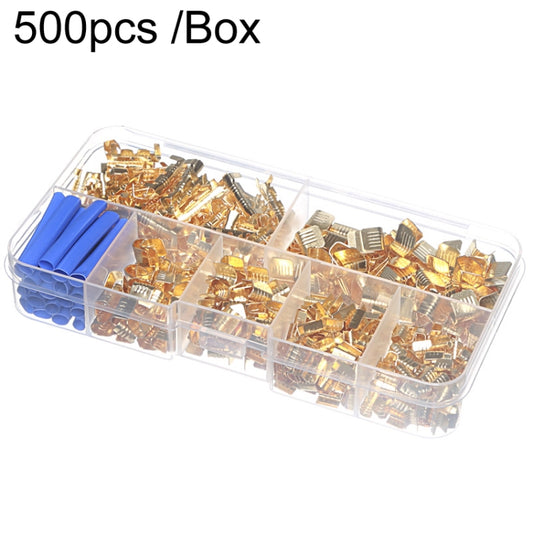 500 pièces/boîte - 5 spécifications de cosses parallèles en laiton doré à sertissage rapide - Jeu de cosses en U