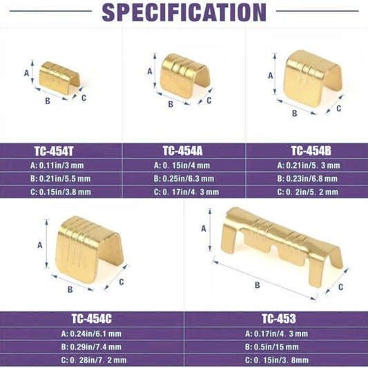 500 pièces/boîte - 5 spécifications de cosses parallèles en laiton doré à sertissage rapide - Jeu de cosses en U