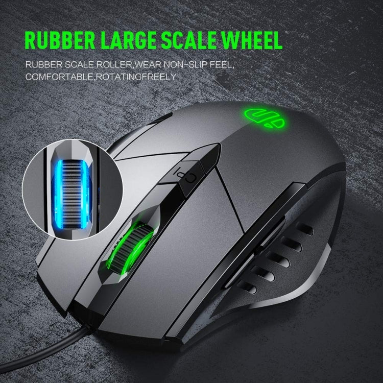 Inphic PW1H Wired Silent Illuminated Computer Gaming 6-Button Mouse, PW1H
