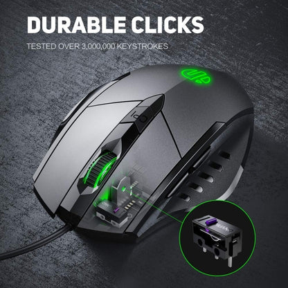 Inphic PW1H Wired Silent Illuminated Computer Gaming 6-Button Mouse, PW1H
