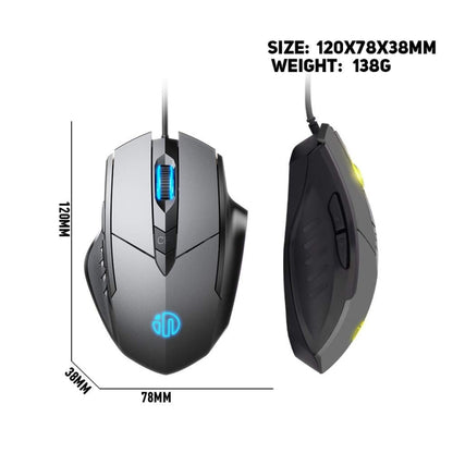 Inphic PW1H Wired Silent Illuminated Computer Gaming 6-Button Mouse, PW1H
